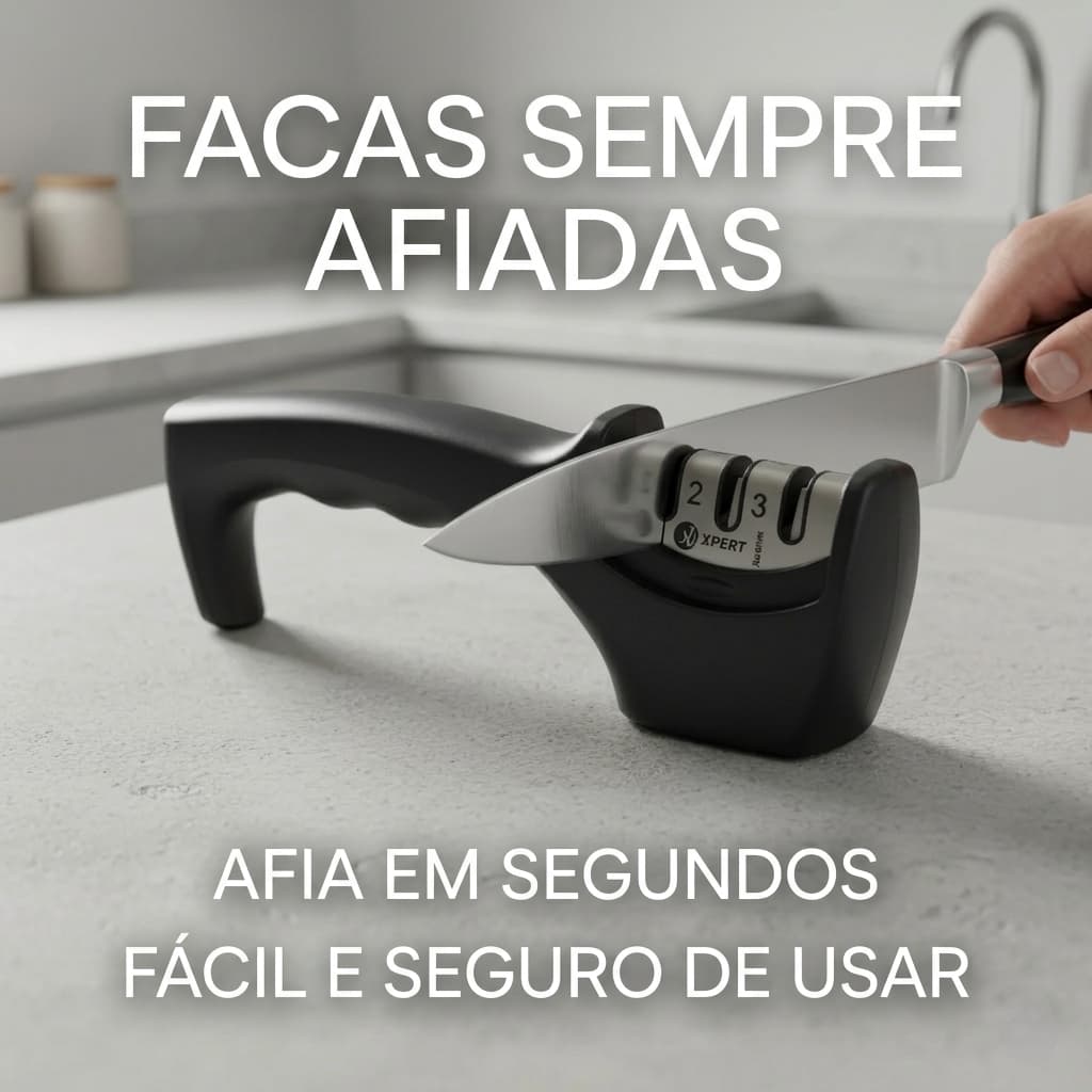 Afiador de faca 3 etapas manual pratico e rápido inox