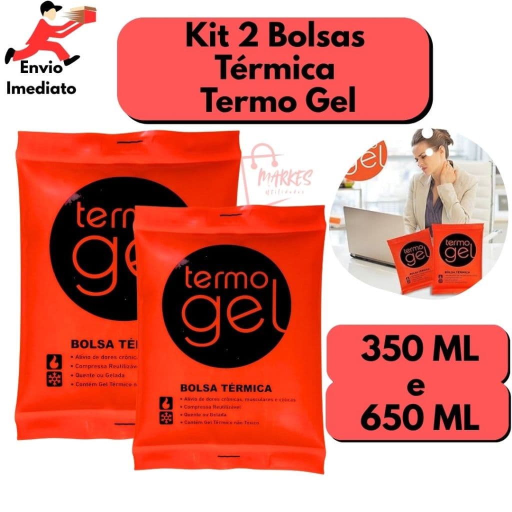 Kit 2 Bolsas Térmicas Termo Gel 350ML E 650ML Para Compressa Fria ou Quente Alivio Nas Dores
