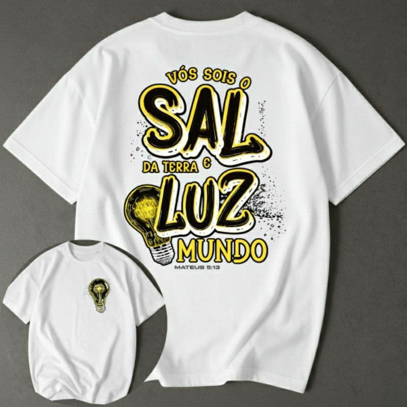 Camiseta Blusa Camisa Unissex Vós Sois O Sal Da Terra Religiosa Igreja Cristã Fé Algodão Gospel Evangélica