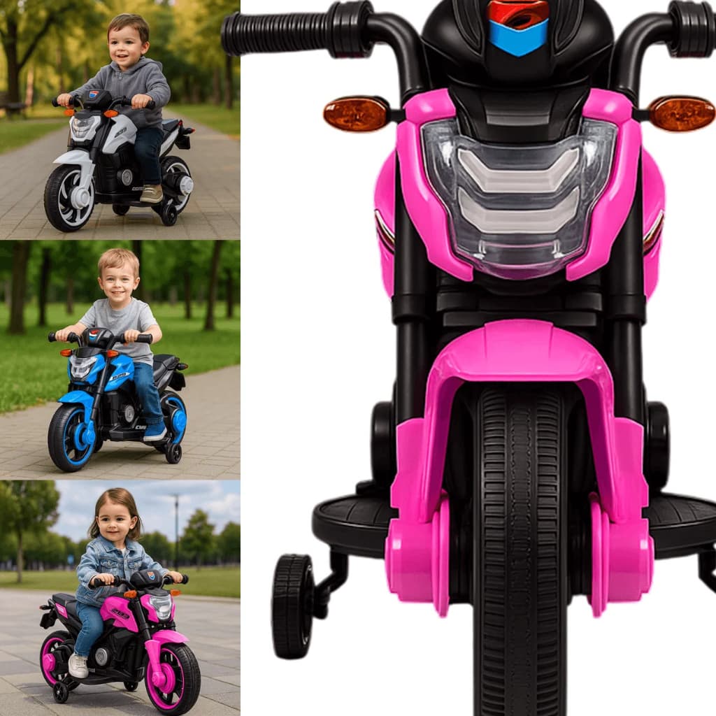 Mini Moto Eletrica Infantil Rosa Veiculo Eletronico Crianca Seguro Triciclo Motoca Motorizada