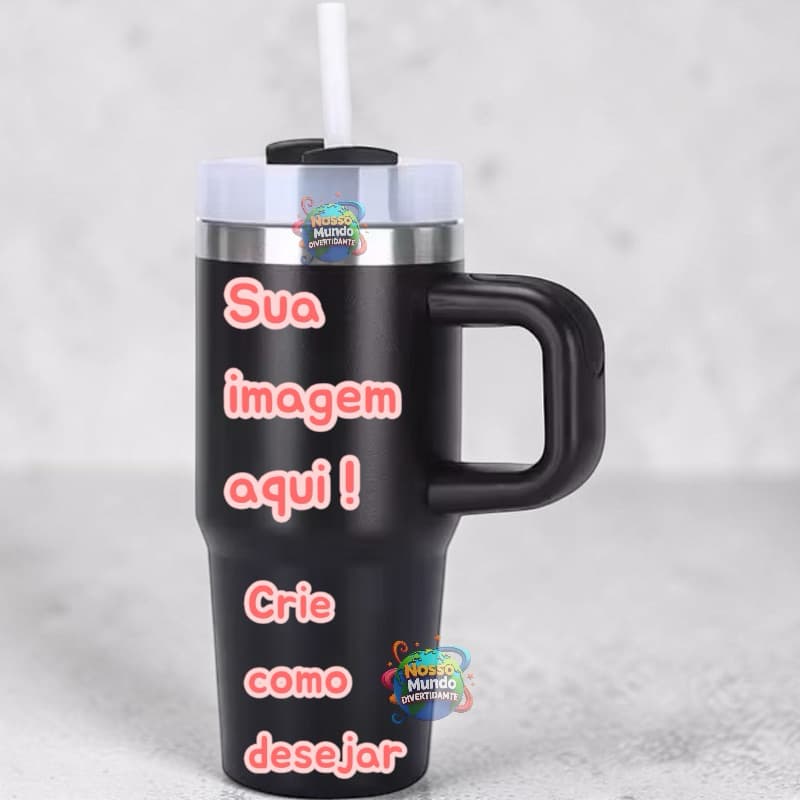 Copo Térmico 420ml com Canudo Personalizado Do Seu Jeito