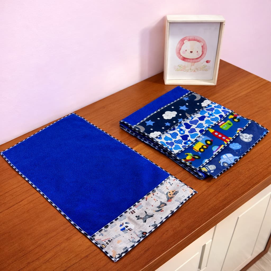 Toalha Fralda de Boca Para Bebe Babete Fraldinha Kit 5 Unidades Enxoval Menina Menino Rosa Azul