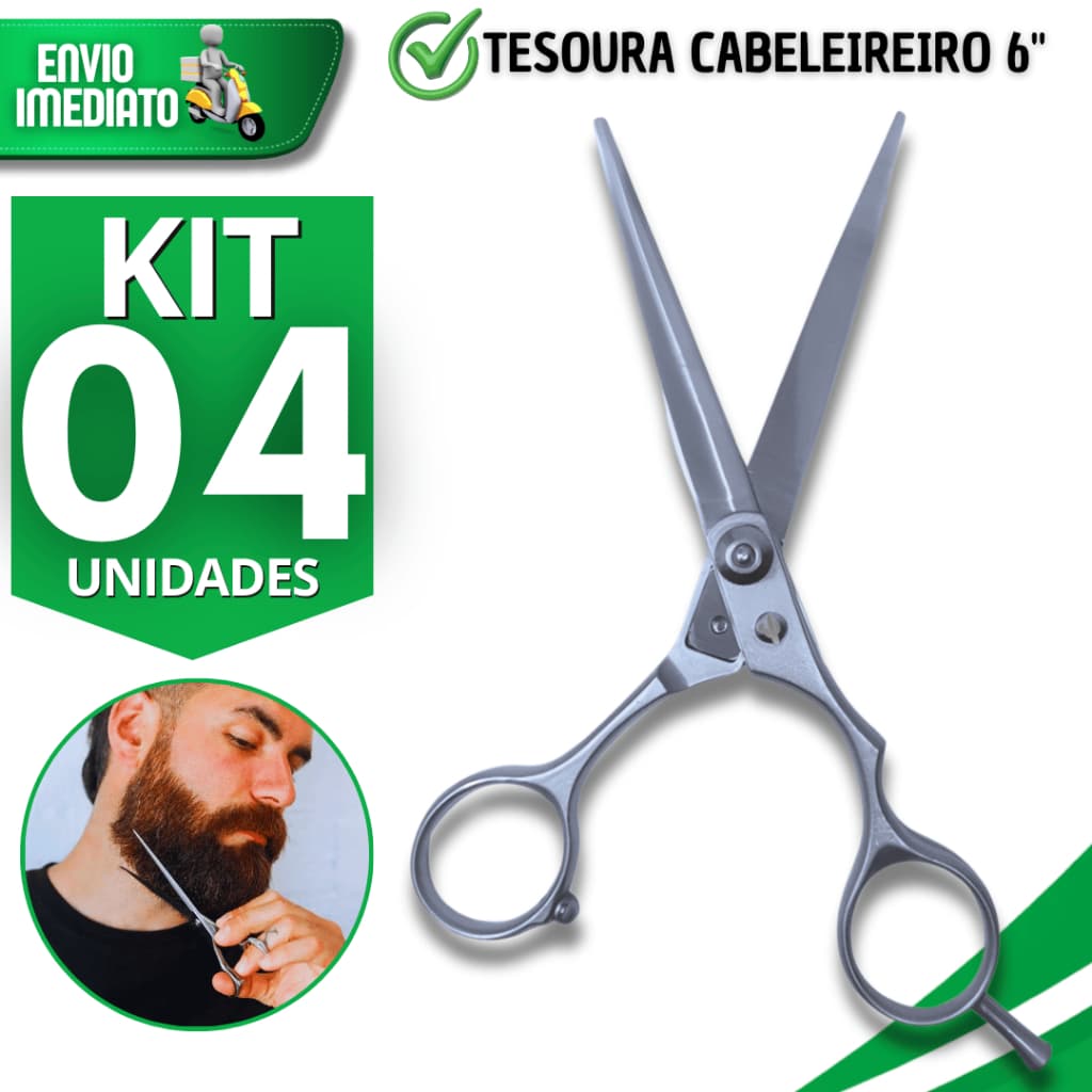 Tesoura Cabeleireiro Profissional 6" Aço Inoxidável Barbearia e Salão Multiuso Utilidades
