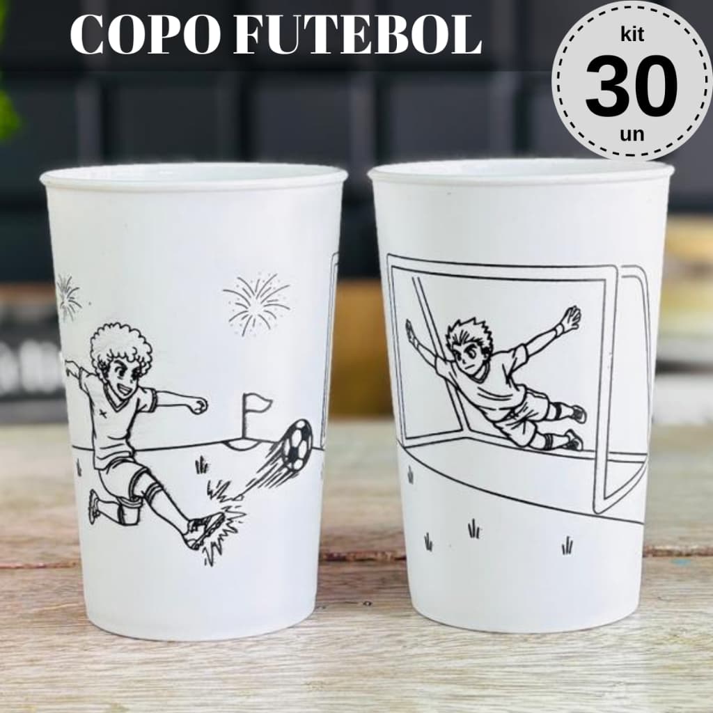 Lembracinhas de aniversário infantil Kit 30 Copos Tema Futebol Para Colorir Aniversário Tema Times