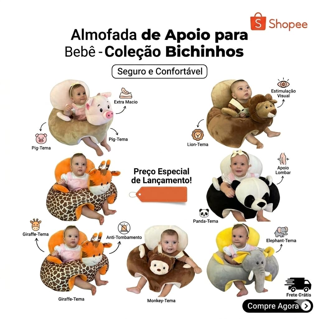 ASSENTO INFANTIL ALMOFADA CADEIRINHA DE ENCHIMENTO MANTER POSTURA INFANTIL CONFORTÁVEL - 1 UNIDADE