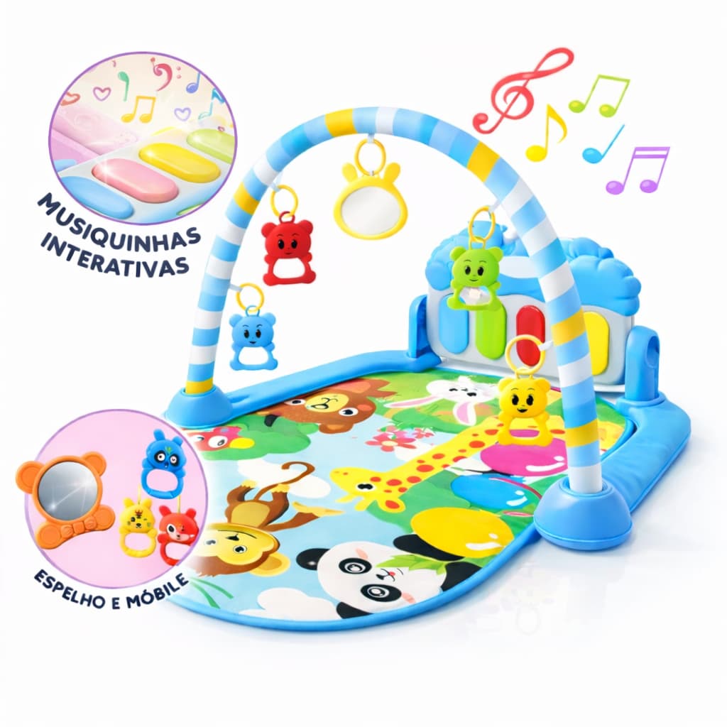 Tapete Atividade Bebê Musical Interativo Com Arco E Brinquedos Coloridos