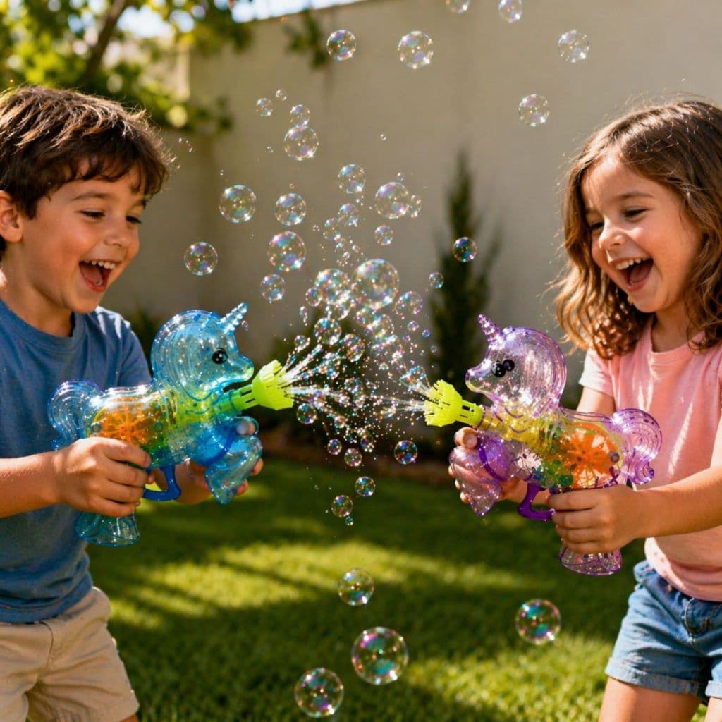 Kit 2 Lança Bolha Brinquedo Infantil Unicórnio Brinquedos Bolhas de Sabão Divertido