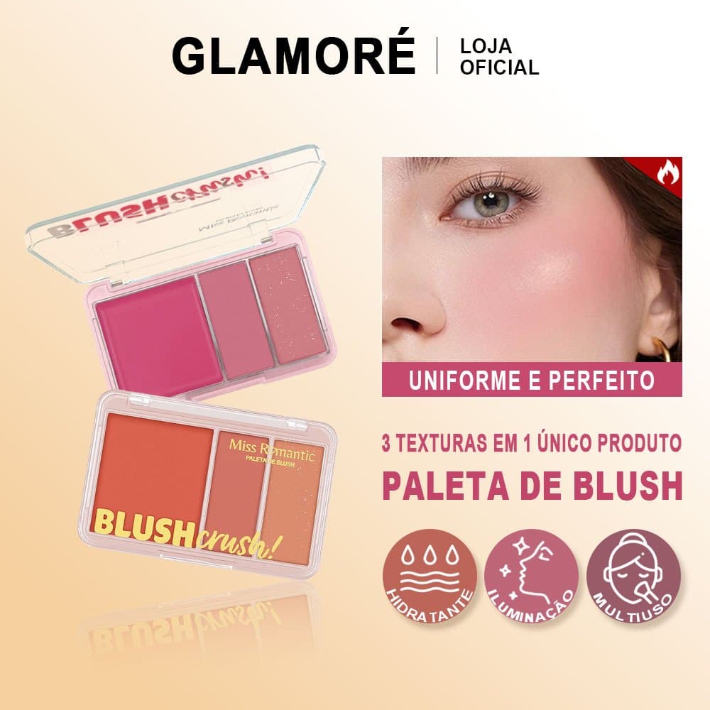 Blush Crush Trio de Blush Efeito Natural Pele Saudável Varias Cores Blogueira