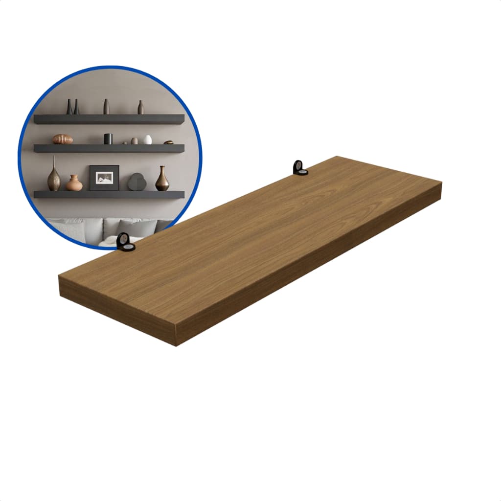 Prateleira Freijó 30X10 Com Suporte Flutuante Mdf  Organizadora Decoração Cozinha Quarto Banheiro