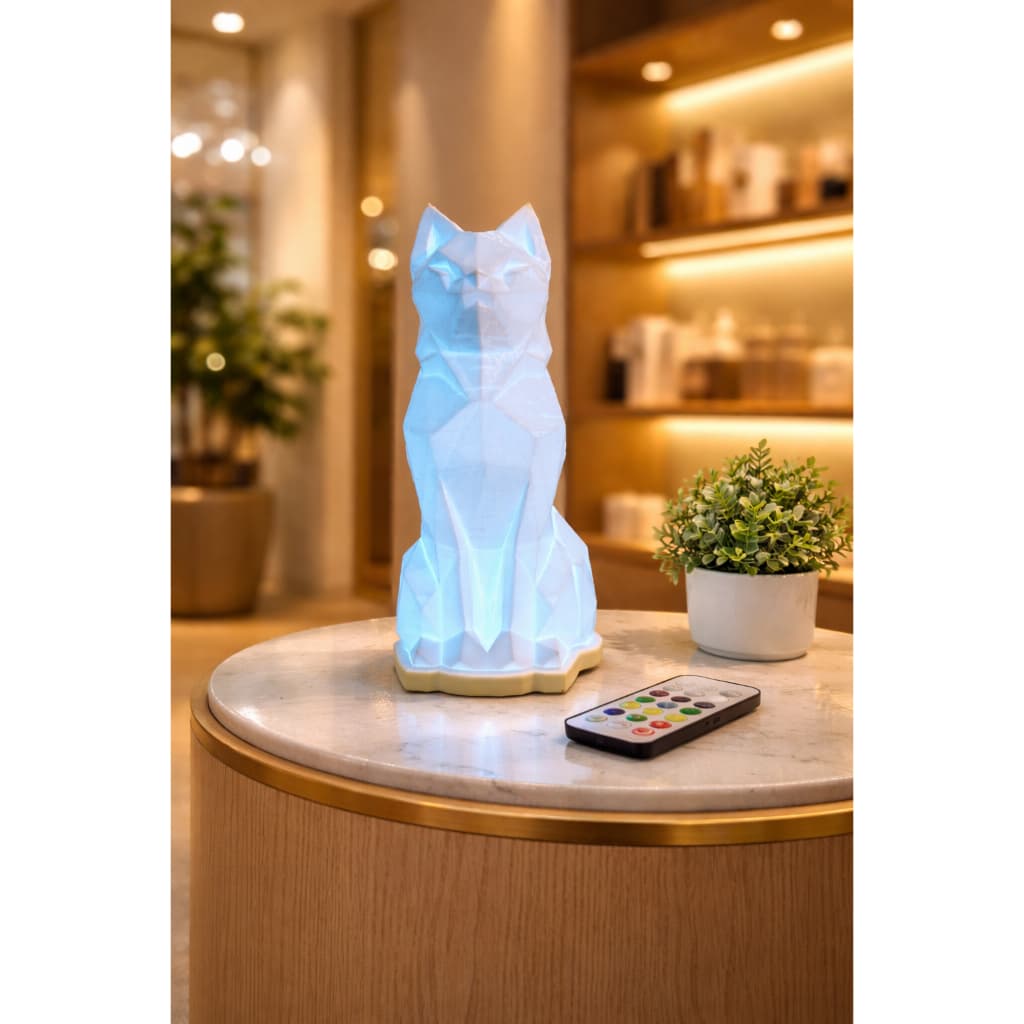 Luminária LED Gato Geométrico RGB – Design Moderno com Controle Remoto | Dia dos namorados