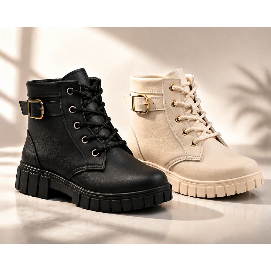 Bota Infantil Menina Coturno Feminino Antiderrapante Couro Sintético Blogueirinha Fashion