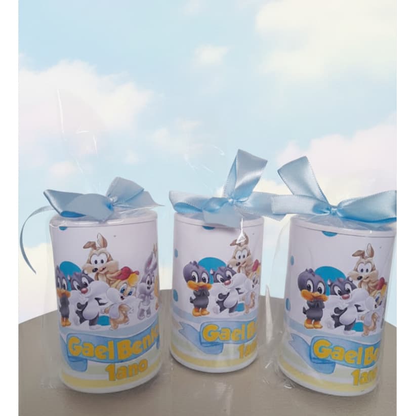 Cofrinho Personalizado +laço + embalagem l LOONEY TUNES BABY |  Lembrancinha Festa Infantil | FAZEMOS TODOS OS TEMAS