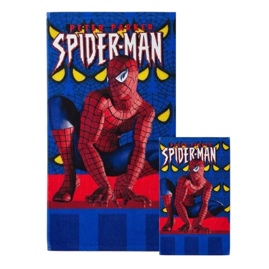 Kit Toalha de Banho Homem Aranha + Toalha Pequena Heróis Praia Piscina Creche Escola