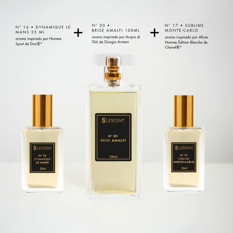 Kit Perfume Masculino Cítrico 100ml + 2x 25ml Nº 20 + Nº 16 + Nº 17 Fragrâncias Frescas Versáteis Sofisticadas | Diário