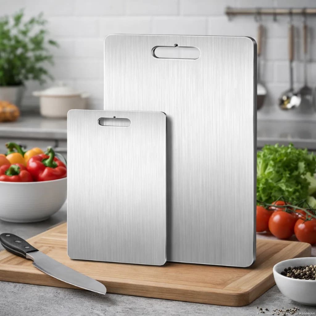 Tabua Corte Inox Aço Profissional Antimofo Antibacteriano Tábua De Cozinha Carne Legumes Limpa Facil