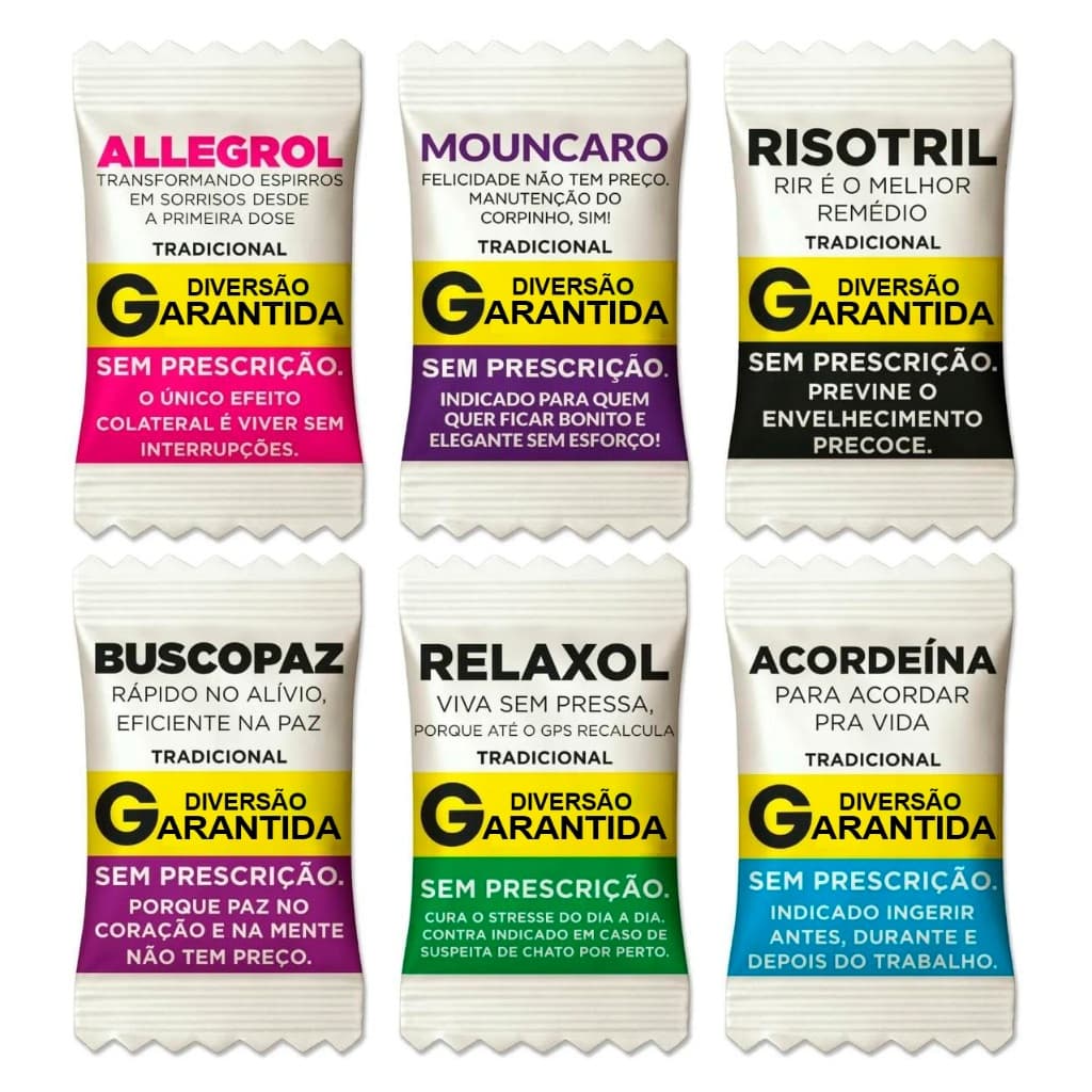 Balas Pílulas da Felicidade, Balas Gratidão ter Você como Cliente, Duras Cilíndricas com Furo Brinde