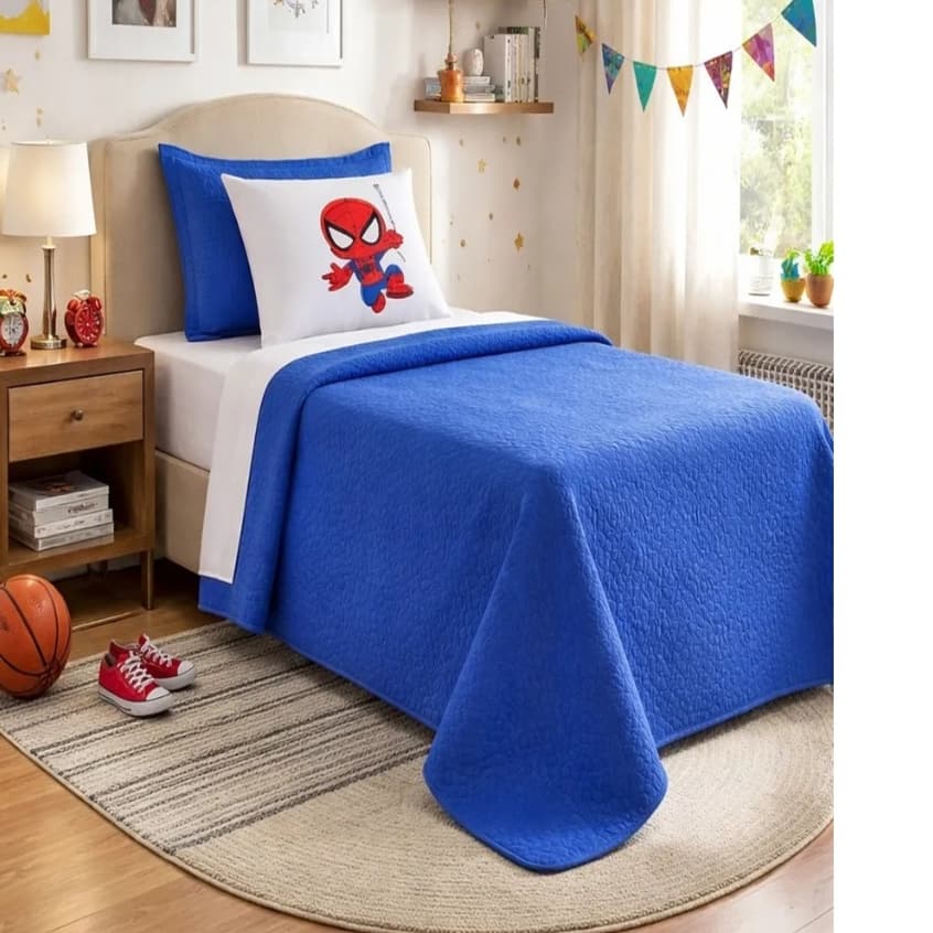KIT COBRE LEITO PERSONAGENS INFANTIL HOMEM ARANHA COM 02 PEÇAS SOLTEIRO VÁRIAS CORES MATELADO ULTRSSONICO PROMOÇÃO !