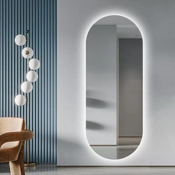 Espelho De Parede Oval 80x50 com LED Premium – Design Moderno para Sala, Quarto e Banheiro
