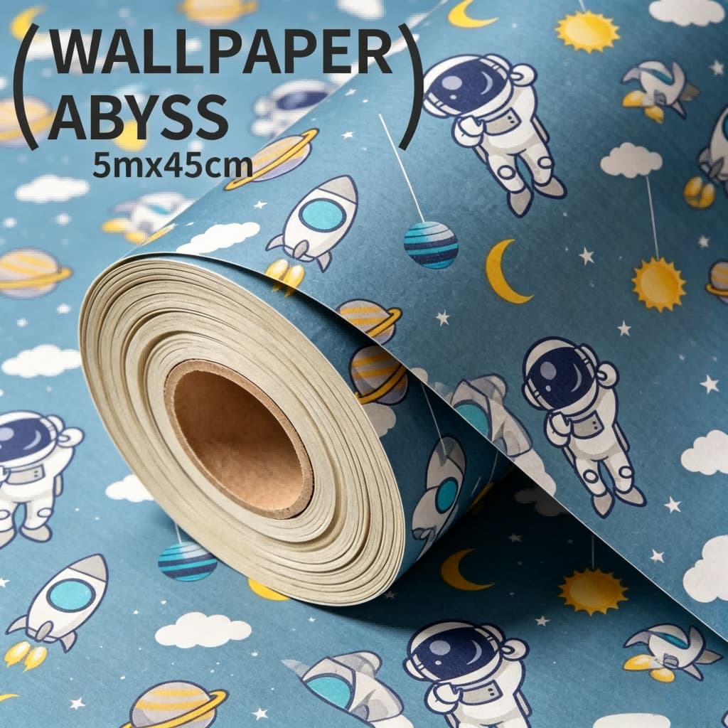 Papel de Parede Adesivo Astronauta Quarto Infantil 5 Metros x 45cm Foguete Planeta Espaço Autoadesivo Quarto Menino