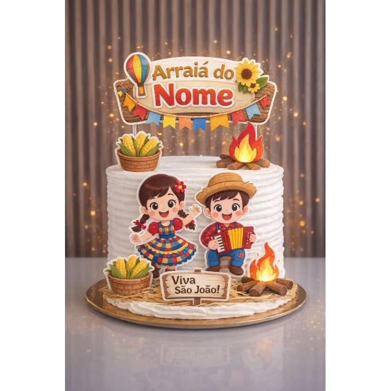 *ENVIO IMEDIATO* Topo de bolo festa junina/ Topo arraiá / Decoração São João / Topo infantil junino/topo de bolo /