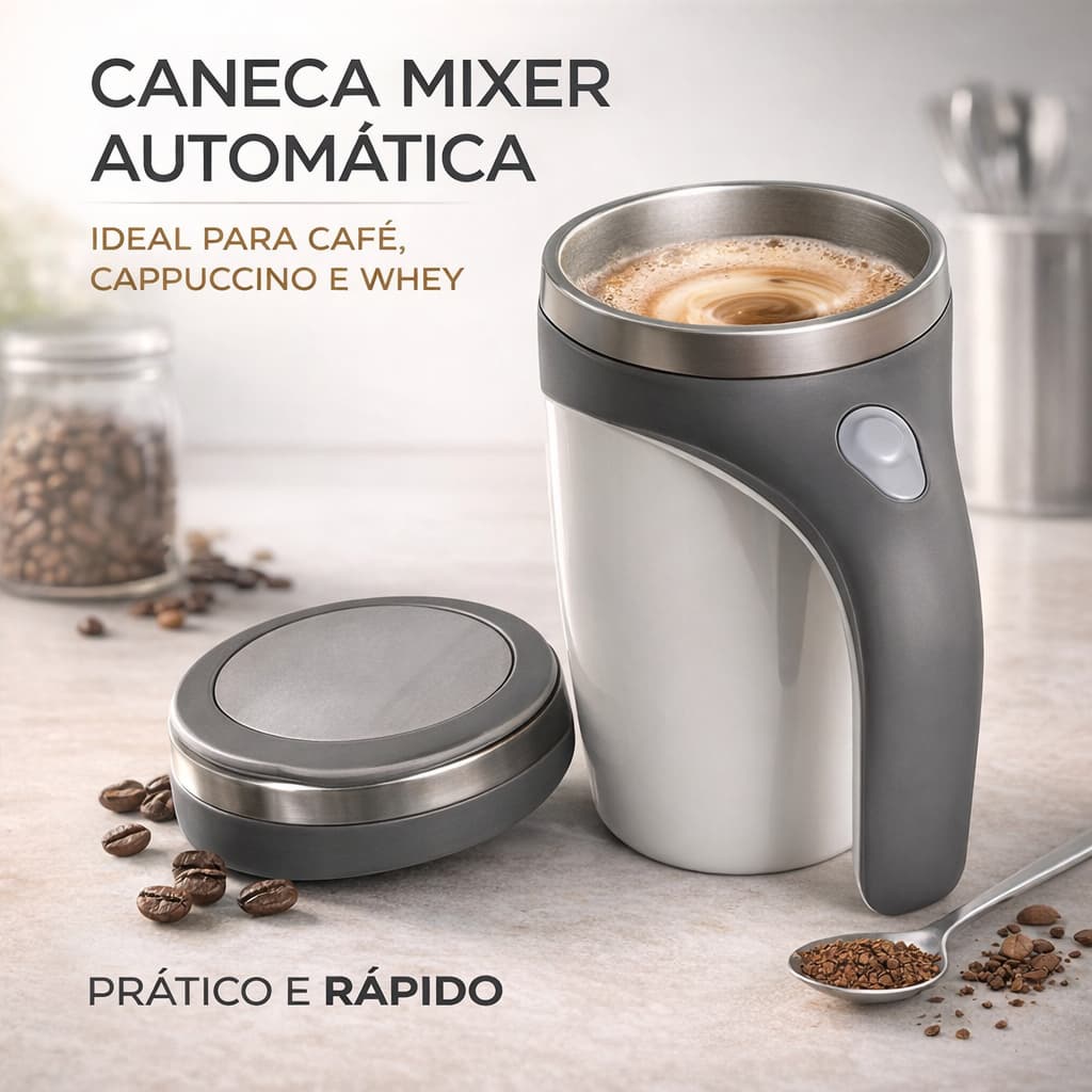 Caneca Misturadora Automática Elétrica USB Bateria Recarregável Mixer Café 380ml