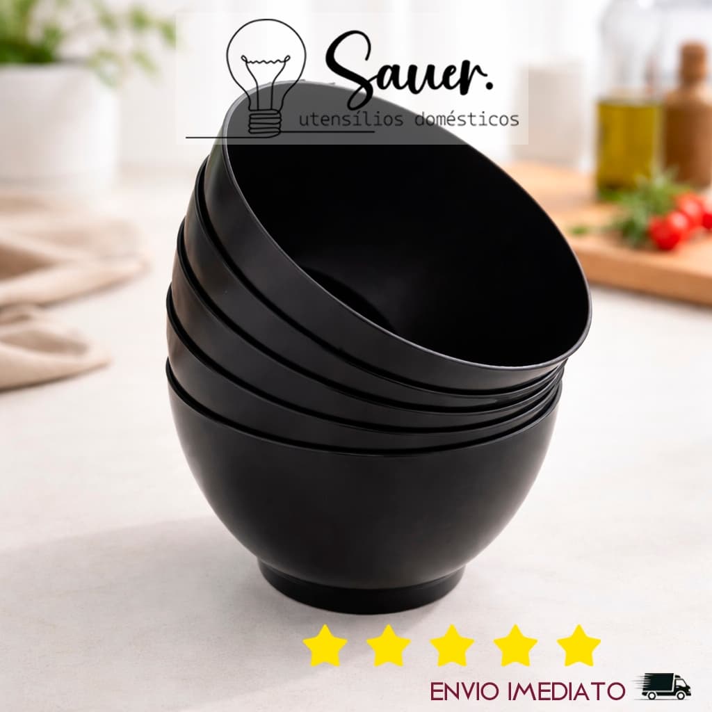 Kit Tigela Cumbuca Bowl Preto 700ml - Sopa, Caldos e Porções - Doméstico Lanchonete e Restaurante