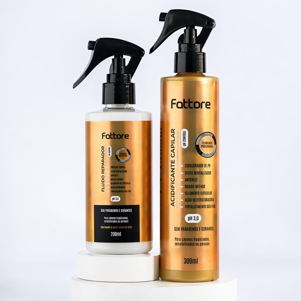 Kit Spray Acidificante Profissional 300ml + Fluido Reconstrutor 200ml Regulador de pH Natural