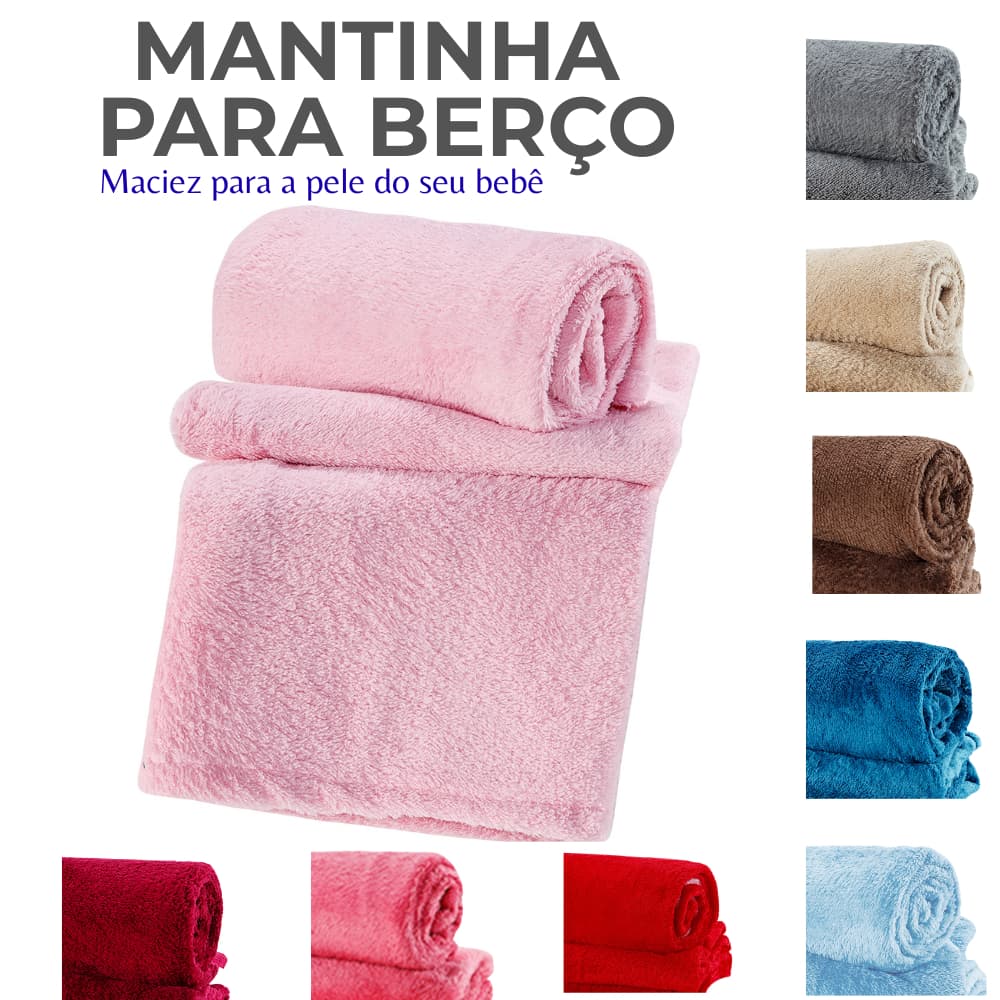 Manta bebe cobertor de bebê menina menino toque macio varias cores Mantinha Fleece