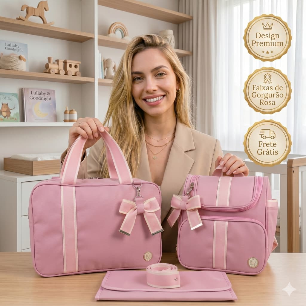 Kit Bolsa Maternidade Grande Média Bebê Menina Menino Premium