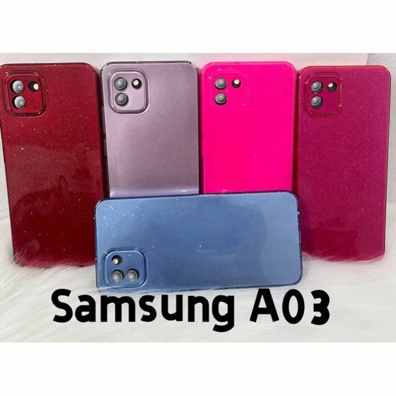 Capa Capinha para Samsung A03 Silicone com gliter aveludada