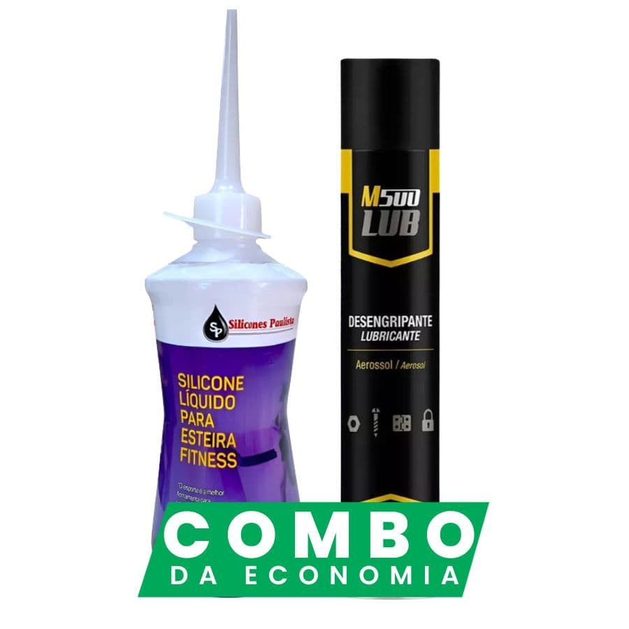 Kit Silicone Líquido Lubrificante  Para Esteira Ergométrica 300ml Silicones Paulista + Desengripante Spray M500 Lub