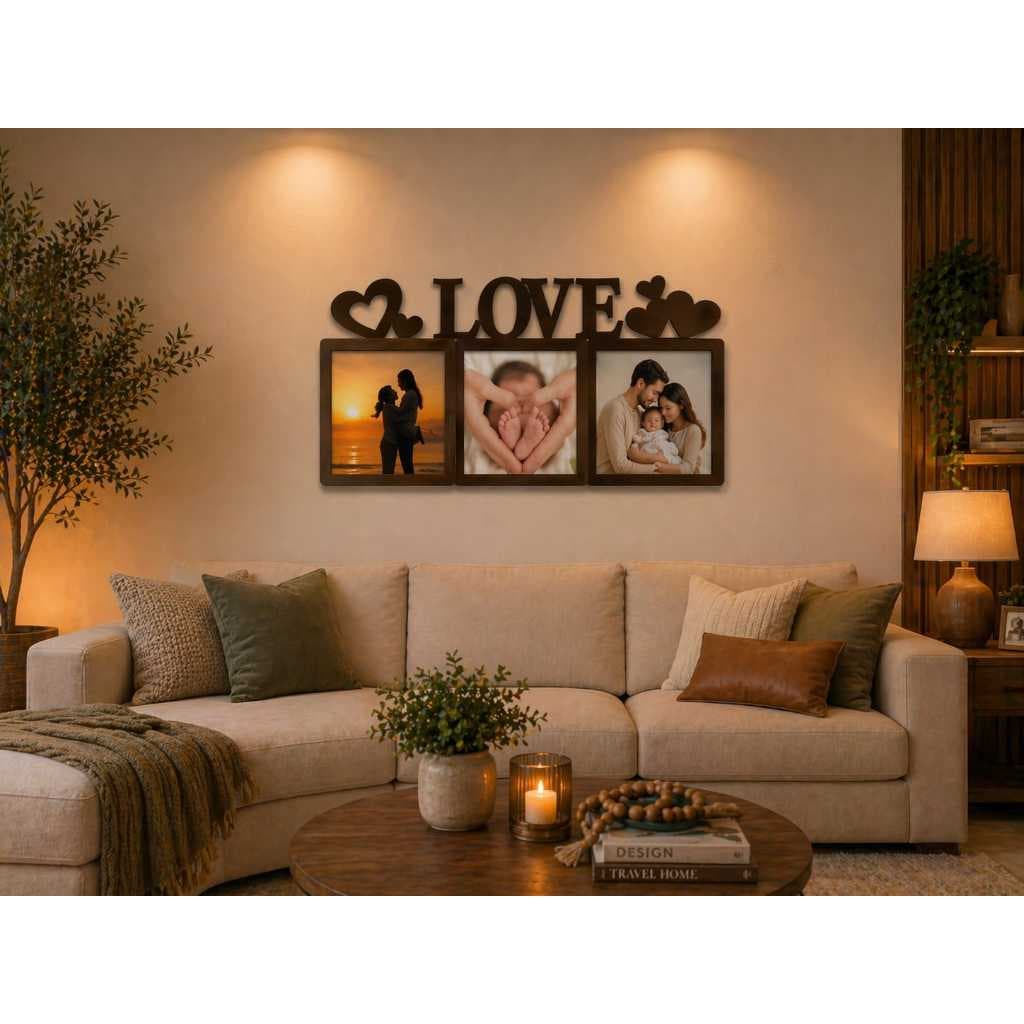 Moldura Decorativa LOVE com Fotos – Presente Especial para Família Sala Quarto Parede
