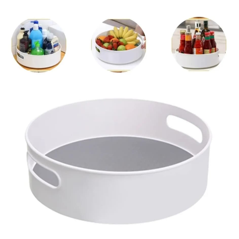 Bandeja Giratória Organizadora 360° Multiuso Cozinha Banheiro Lavanderia Porta Temperos Maquiagem Produtos
