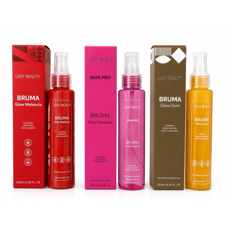 Fixador de Maquiagem  Lady Beauty Bruma Glow Ouro 130ml