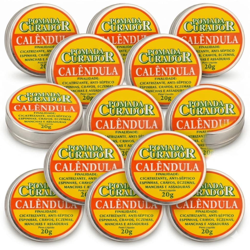 Kit 12 Pomada Calêndula 20g Cicatrizante Espinhas E Manchas