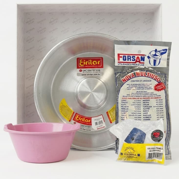Kit 4 peças para cozinha - Forma Para Pudim + Vasilha + Borracha de pressão