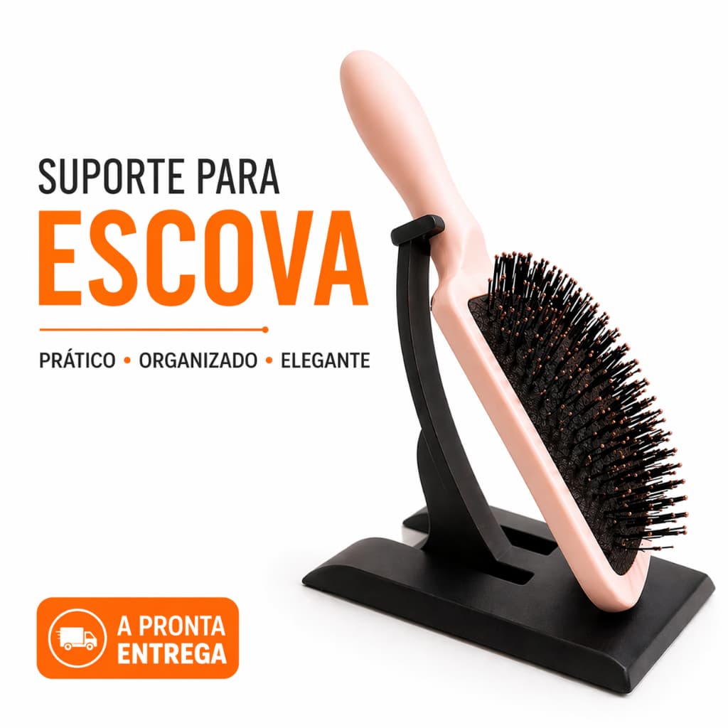 Suporte para Escova de Cabelo Raquete Organizador de Penteadeira e Banheiro | Base Estável Nao cai Moderno Clean