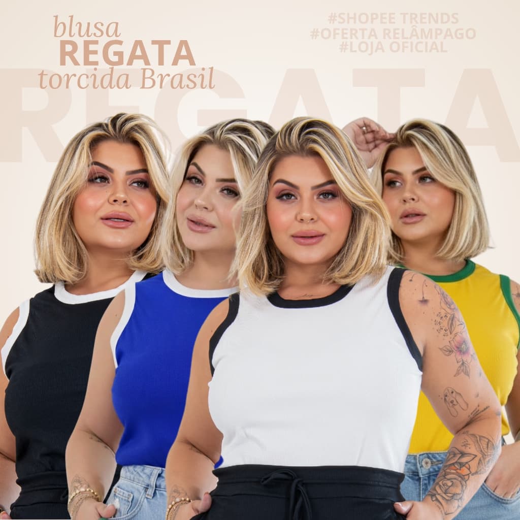 Regata Plus Size Feminina Blusa Bicolor Canelado  Zero Transparência Verão Veste Até G4 Moda Gringa