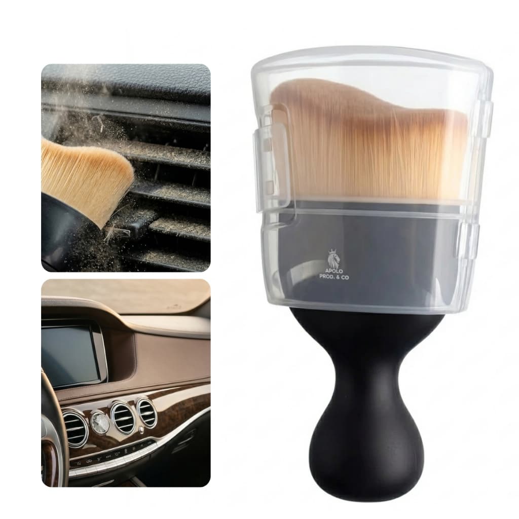 1 Pincel com Capa Limpeza Interior de Carro Escova Macia Painel De Ar Remoção De Poeira Detalhes