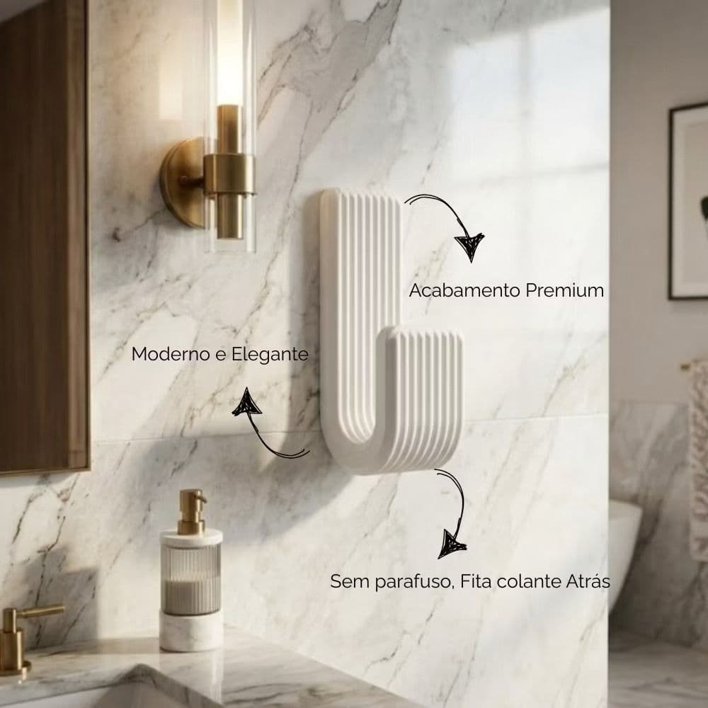 kit 2/6 Ganchos de Parede Adesivo - Instalação Rápida e Fixação Firme, Design Moderno
