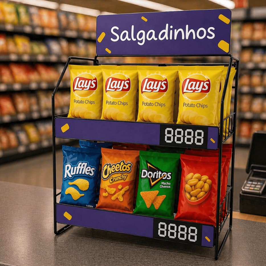 Display Expositor Balcão Cestos Ganchos Cartelas Mercearia Conveniência Lojas Mercado Acessórios