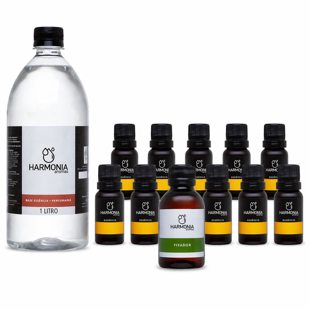 Kit Essências Concentradas 20ml para Perfume com Base 1L e Fixador Importado 100ml