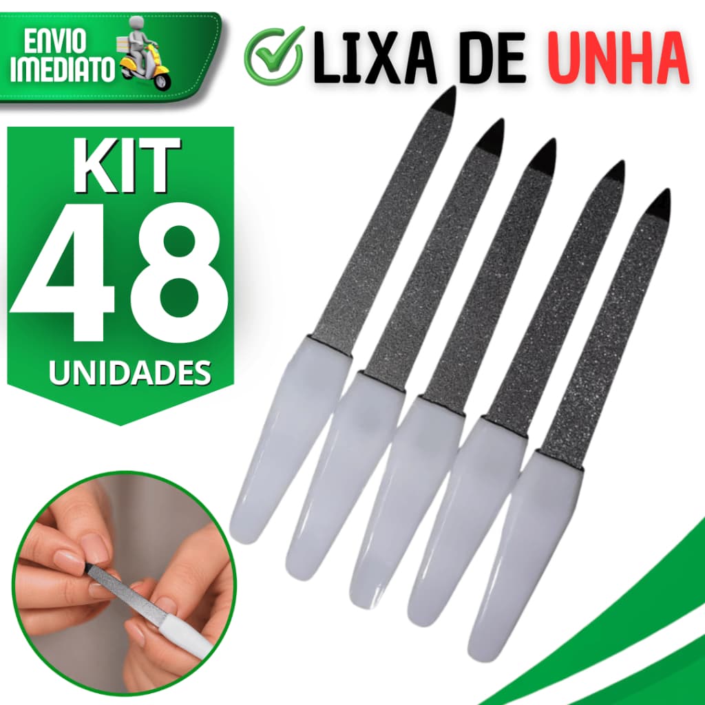 Kit Lixa De Unha Profissional Acabamento Perfeito E Preciso Kit C/12 Und Metalica