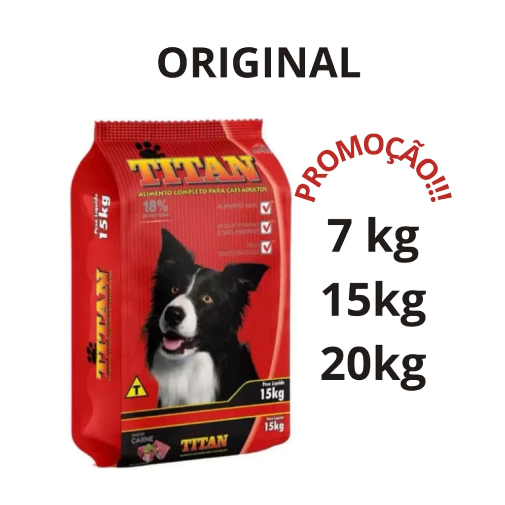 Ração para Cães Titan sabor Carne 7/15/20kg a sua escolha.