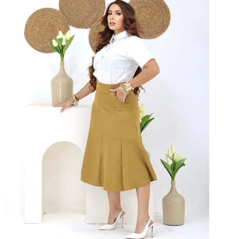 Saia Midi Alfaiataria Elegante E Confortável Moda Evangélica, Plus e Islim. Perfeita Moda Modesta.