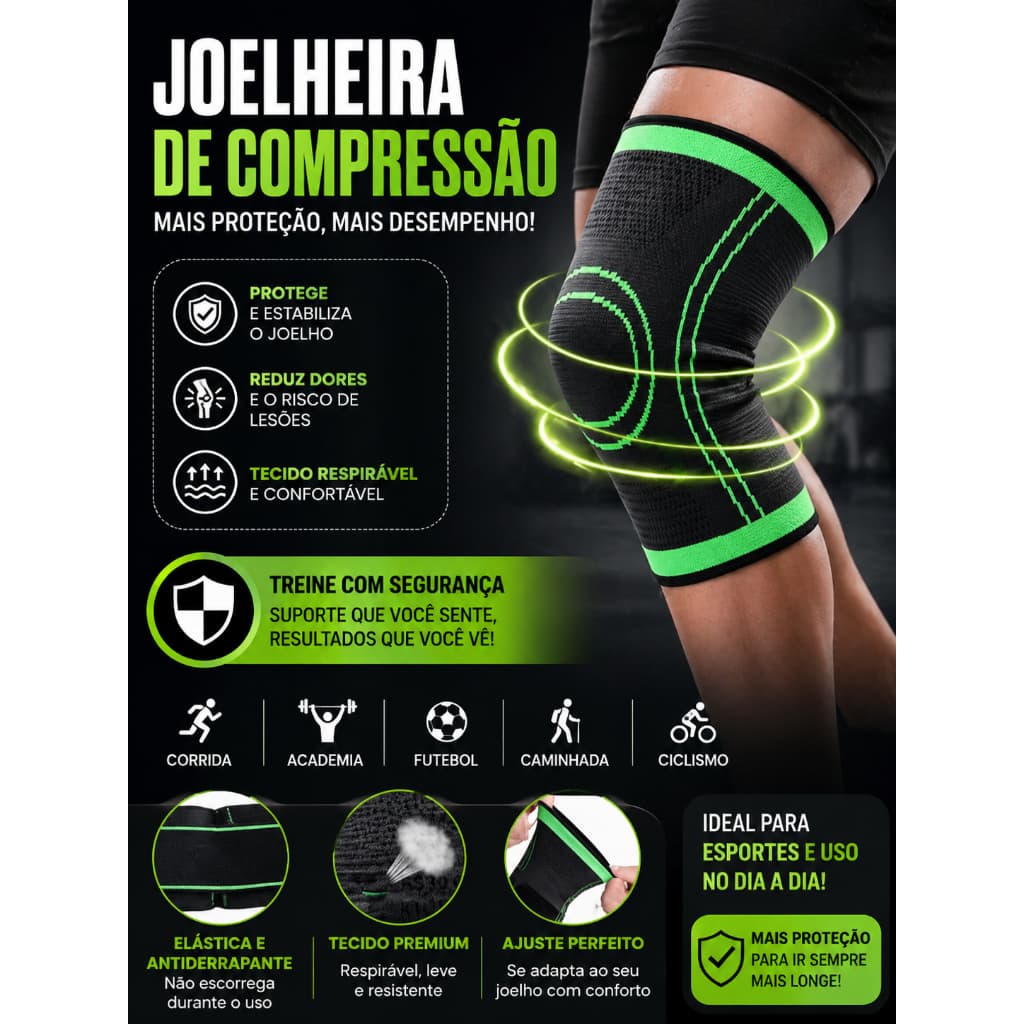 🔥Joelheira de Compressão Ortopédica Ajustável | Dor no Joelho Academia Corrida