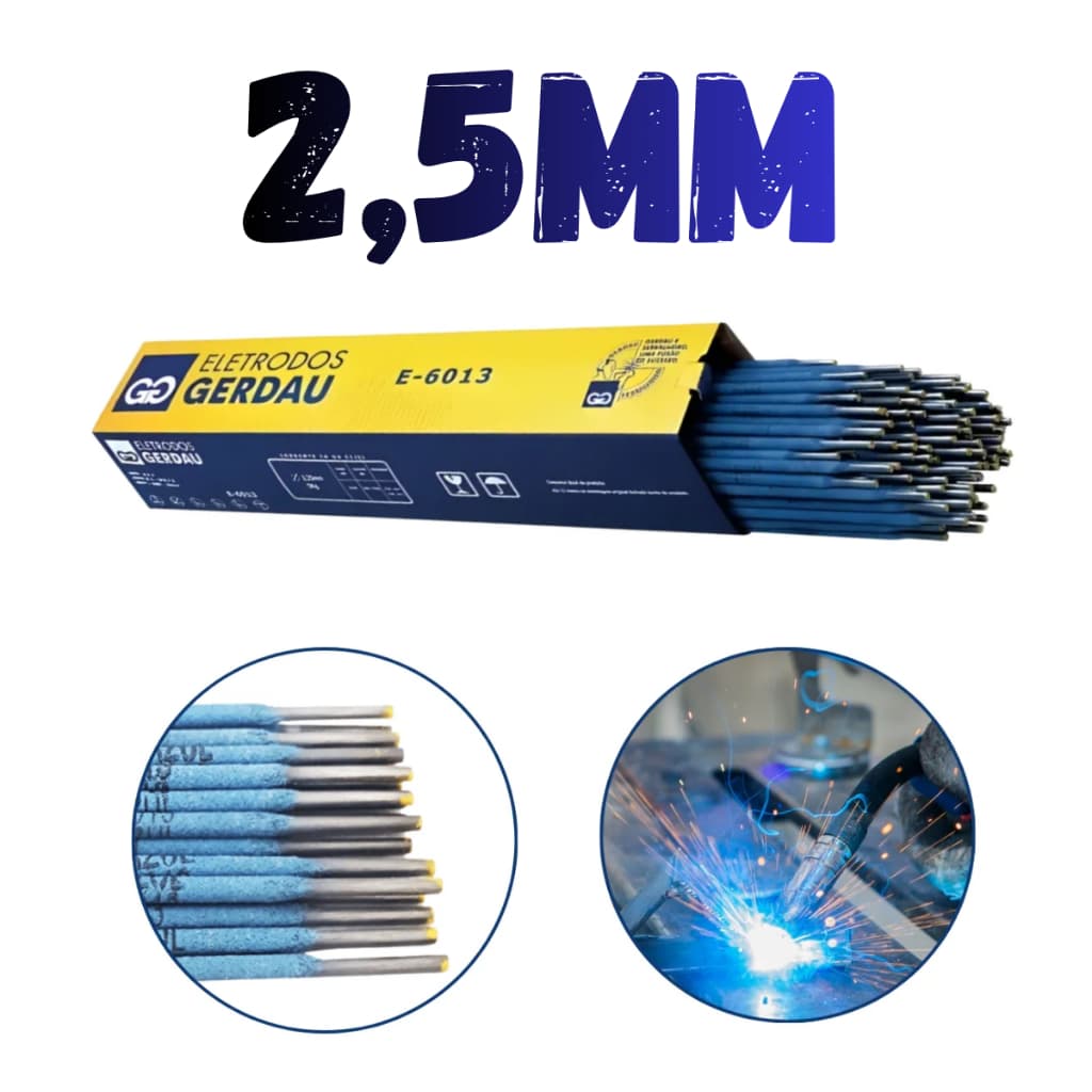 Eletrodo Serralheiro 6013 2,50mm Profissional Solda Elétrica Azul Gerdau Pacote 1kg