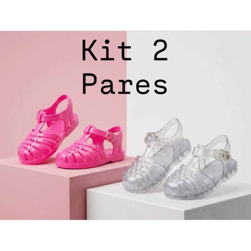Kit 2 pares Sandalia super leve macia confortavel antiderrapante para meninas estilo aranha