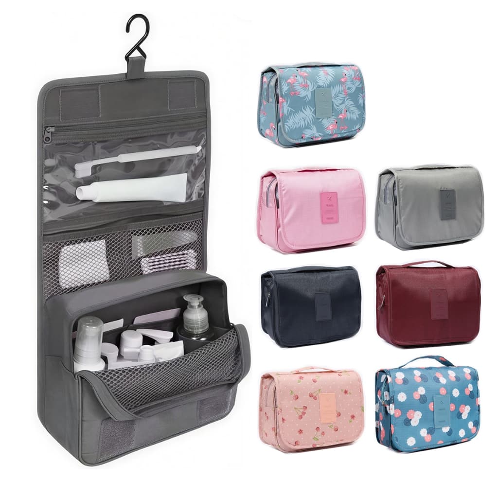 Nécessaire Bolsa Organizadora De Viagem Maquiagem Higiene Pessoal Com Divisória e Gancho Gancho Cabide Presente Prático.