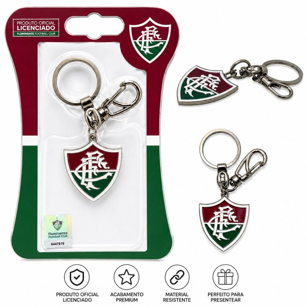 Chaveiro Fluminense Oficial Original Metal Premium Resistente Mosquetão Prendedor Presente Torcedor